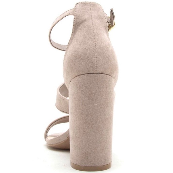 • Qupid • Taupe 3 Band Block Heel Sandals - Picture 4 of 4